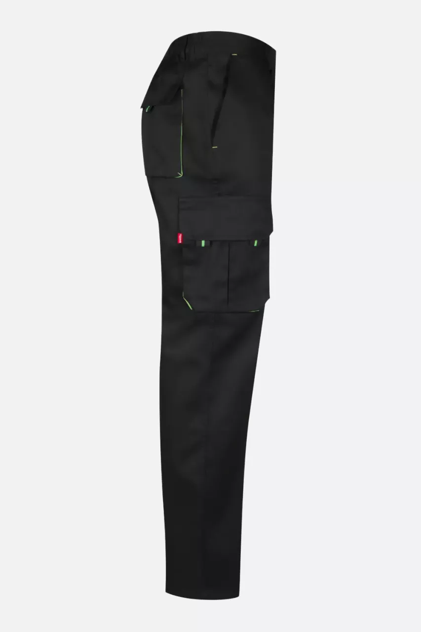 Velilla 103004-00-25, Work Trousers, Black/Lime Green, image 5, gallery thumbnail