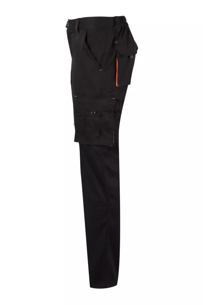 Velilla 103024S-00-16, Work Trousers, Black/Orange, image 2, gallery thumbnail