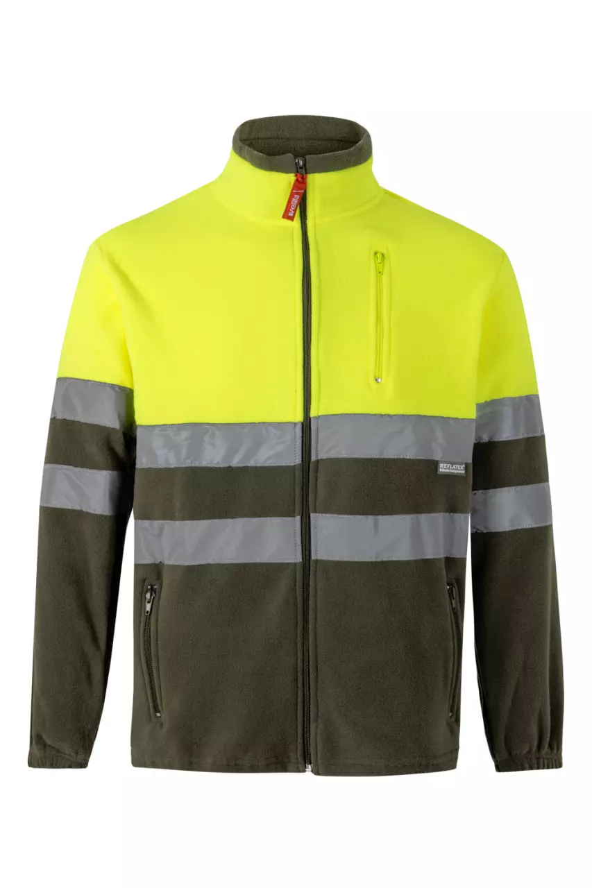 Velilla 0183-03-20-2, High-Vis Fleece Jacket, Size 4XL/5XL, Khaki Green/Hi-Vis Yellow