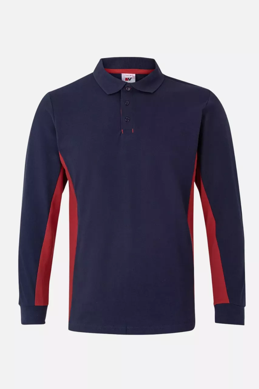 Velilla 105514-61-12, Long Sleeved Polo Shirt, Navy Blue/Red, image 1, gallery thumbnail