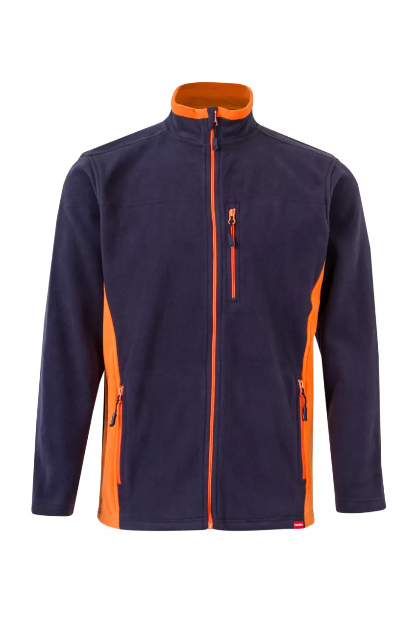 Velilla Fleece Jacket, Navy Blue/Orange