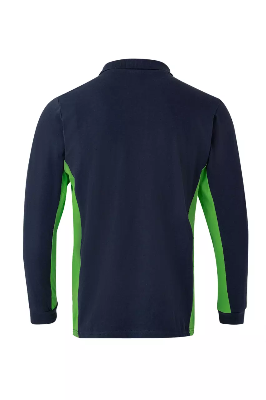 Velilla 105514-61-25, Long Sleeved Polo Shirt, Navy Blue/Lime Green, image 2, gallery thumbnail