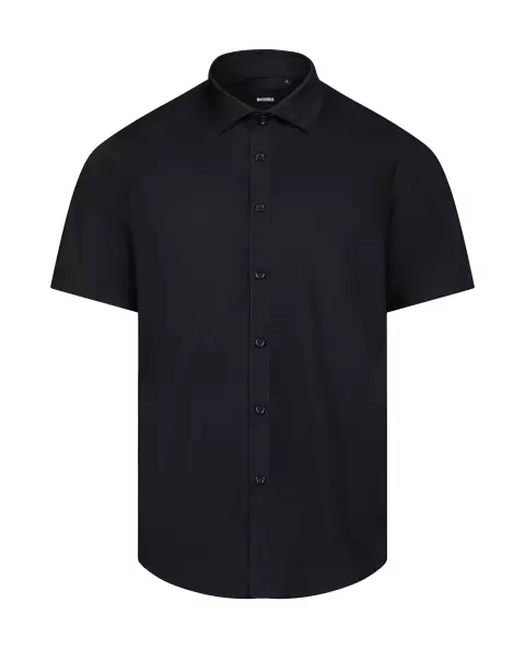 Velilla Short-Sleeved Work Shirt, Black