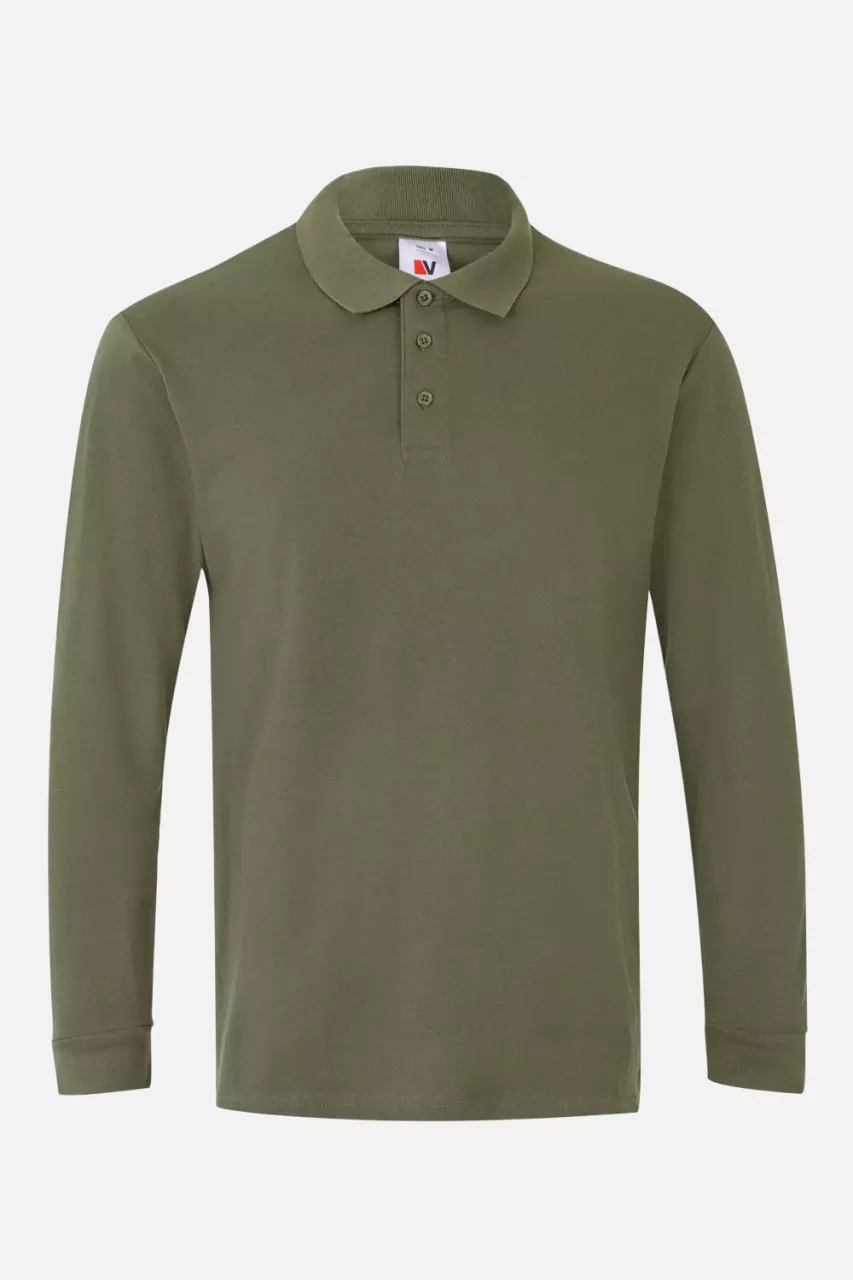 Velilla 105503-03, Long Sleeved Polo Shirt, Khaki Green, image 1, gallery thumbnail