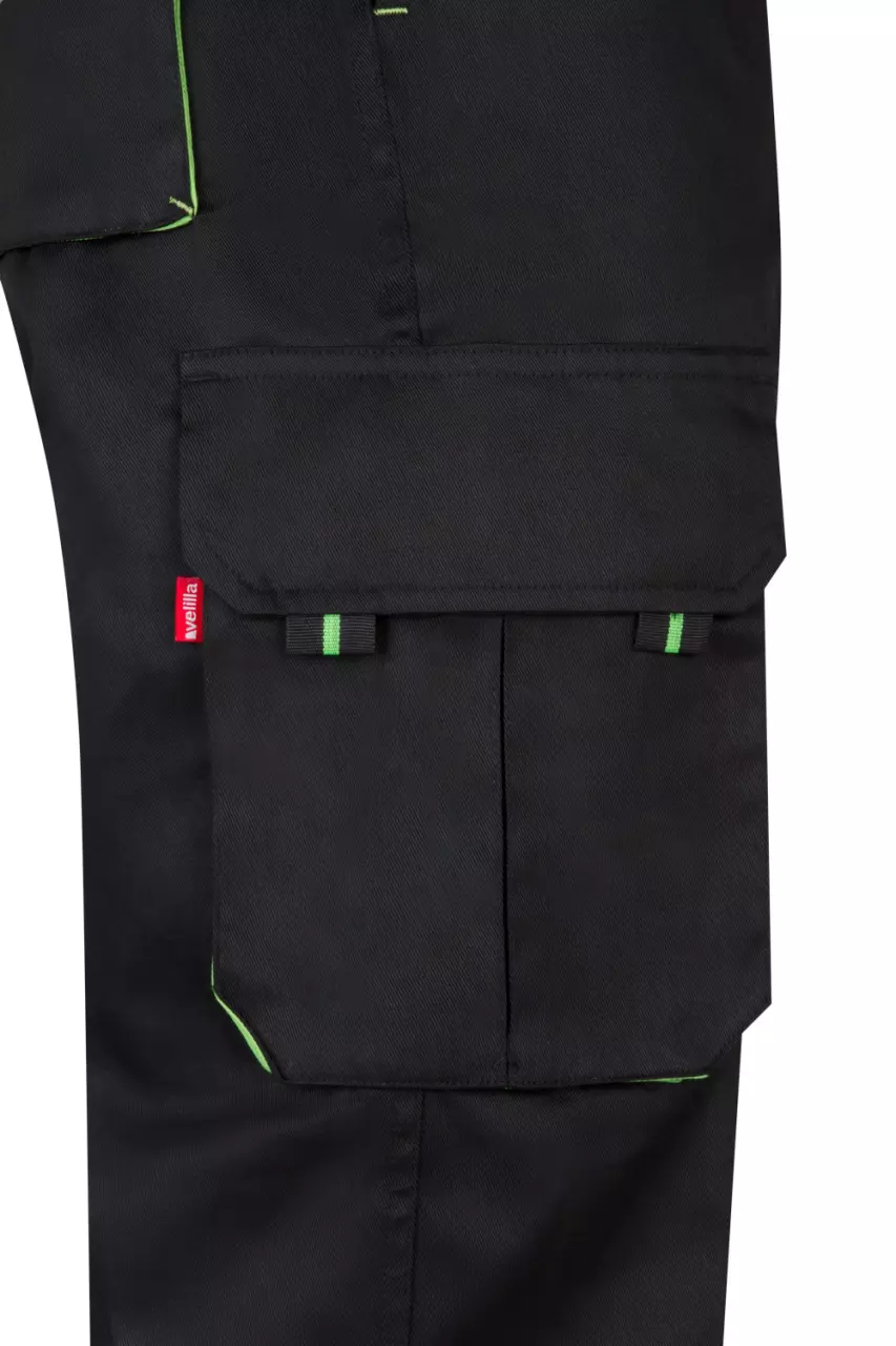 Velilla 103004-00-25, Arbeitshose, Schwarz/Limetten-Grün, image 2, gallery thumbnail