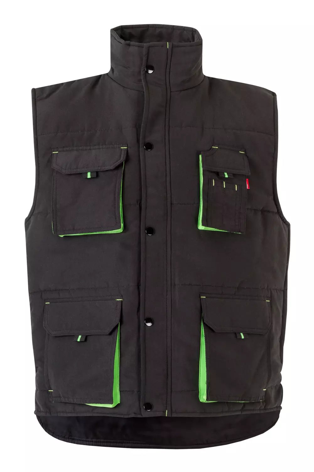Velilla 205902-00-25, Padded Work Vest, Black/Lime Green