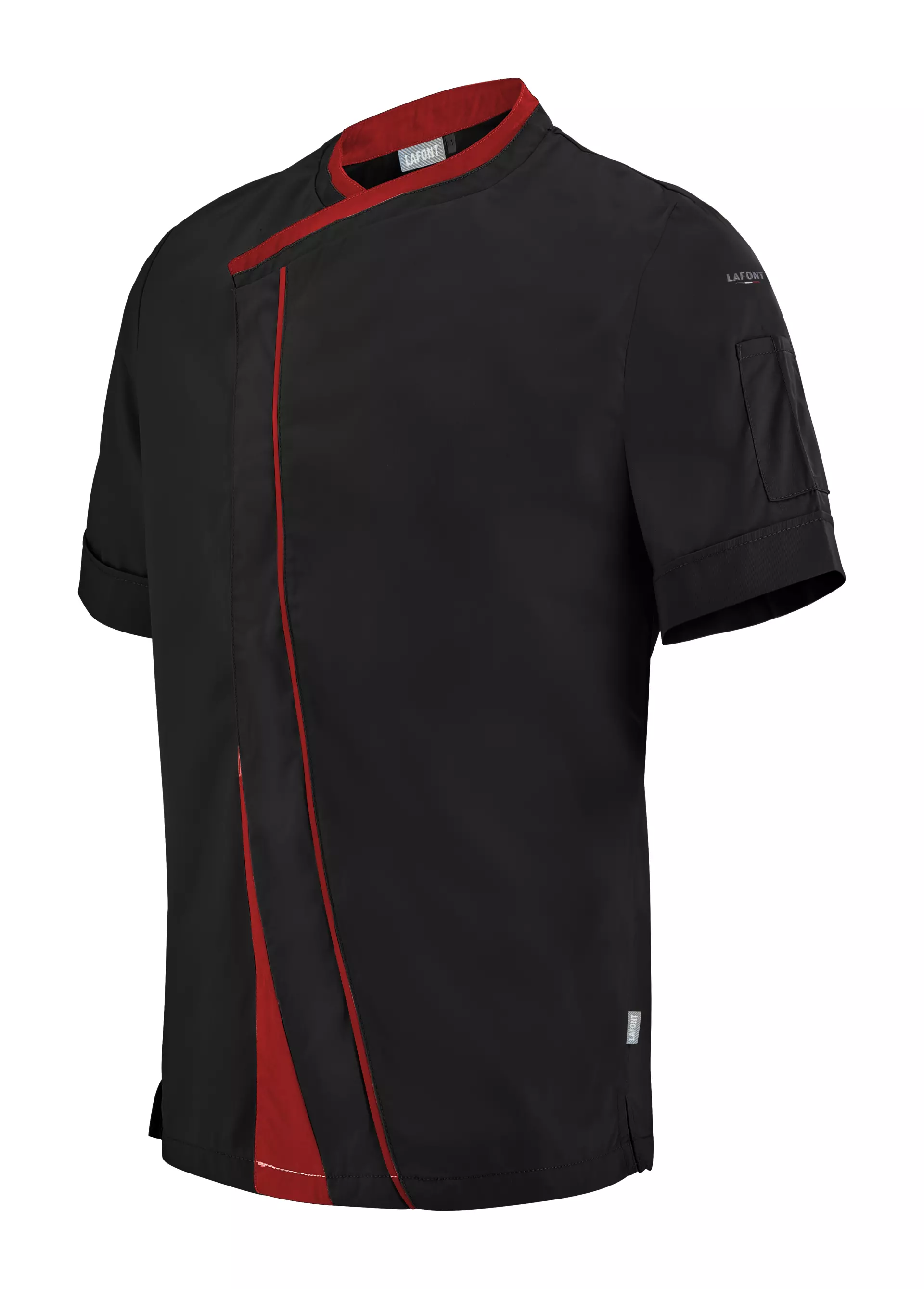 LaFont 2PARCP-LTO-GCC, Parsley Men's Chef's Jacket, Black/Red, image 1