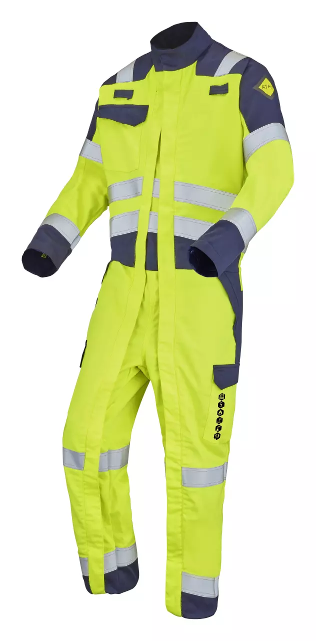 Cepovett 9J728496-VXZ-HBN, Paniri Hi-Vis Coverall, Fluo Yellow/Navy Blue, image 1, gallery thumbnail