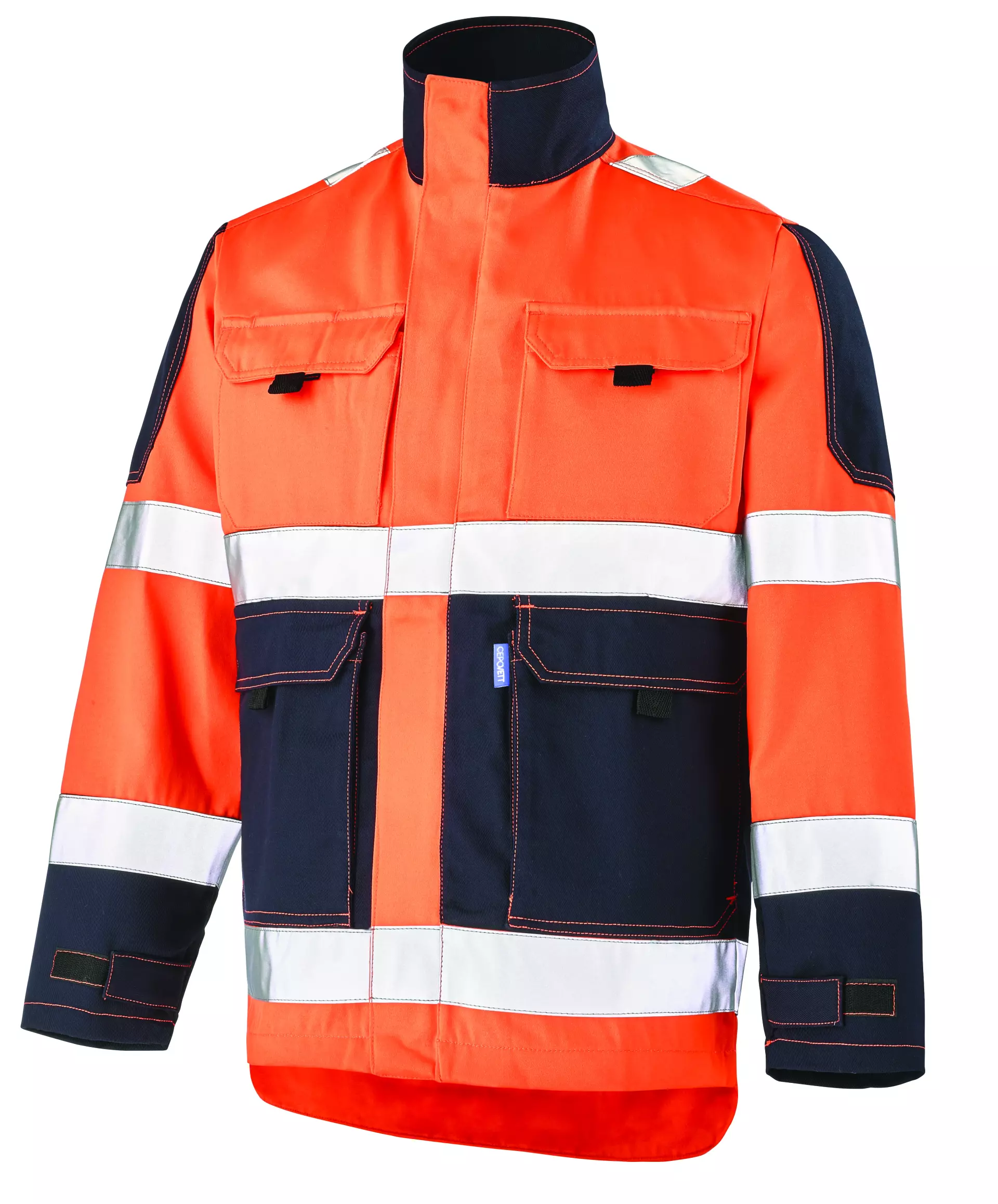 Cepovett 92828267-XBF-HZN, Fluo Tech Stand-Up Collar Jacket, Fluo Orange/Dark Blue, image 1
