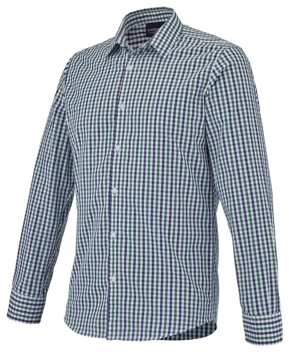 LaFont FOR18870-JCZ-GRN, Rampal Vichy Men's Long Sleeve Shirt, Green/Navy Check, image 1, gallery thumbnail