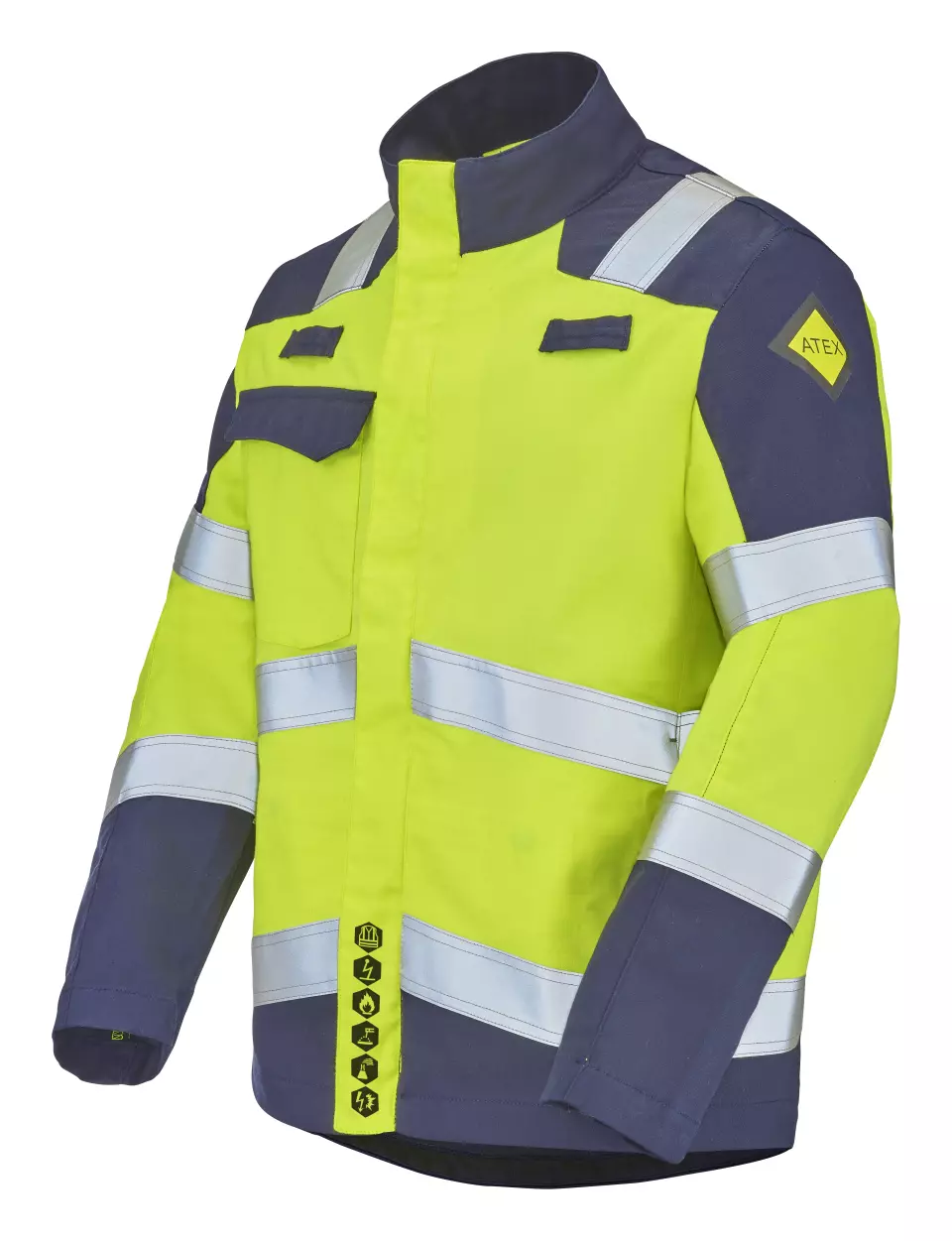 Cepovett 9D728496-VXZ-HDN, Blancas Hi-Vis Work Trousers, Fluorescent Yellow/Navy, image 1, gallery thumbnail