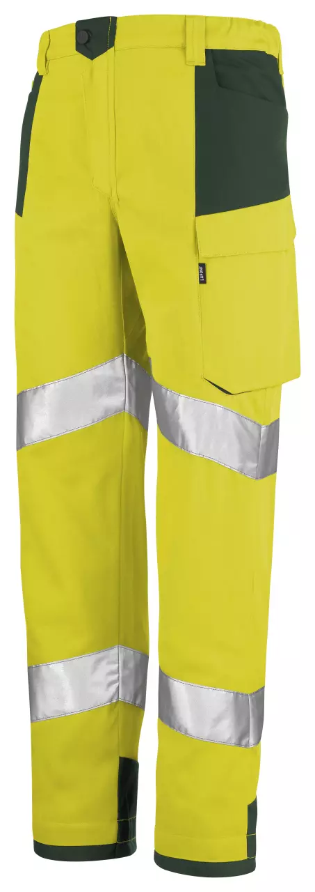 LaFont 1HVN3PI-YRA-GOO, Iris Pi Hi-Vis Work Trousers, Fluorescent Yellow/Dark Green, image 1, gallery thumbnail
