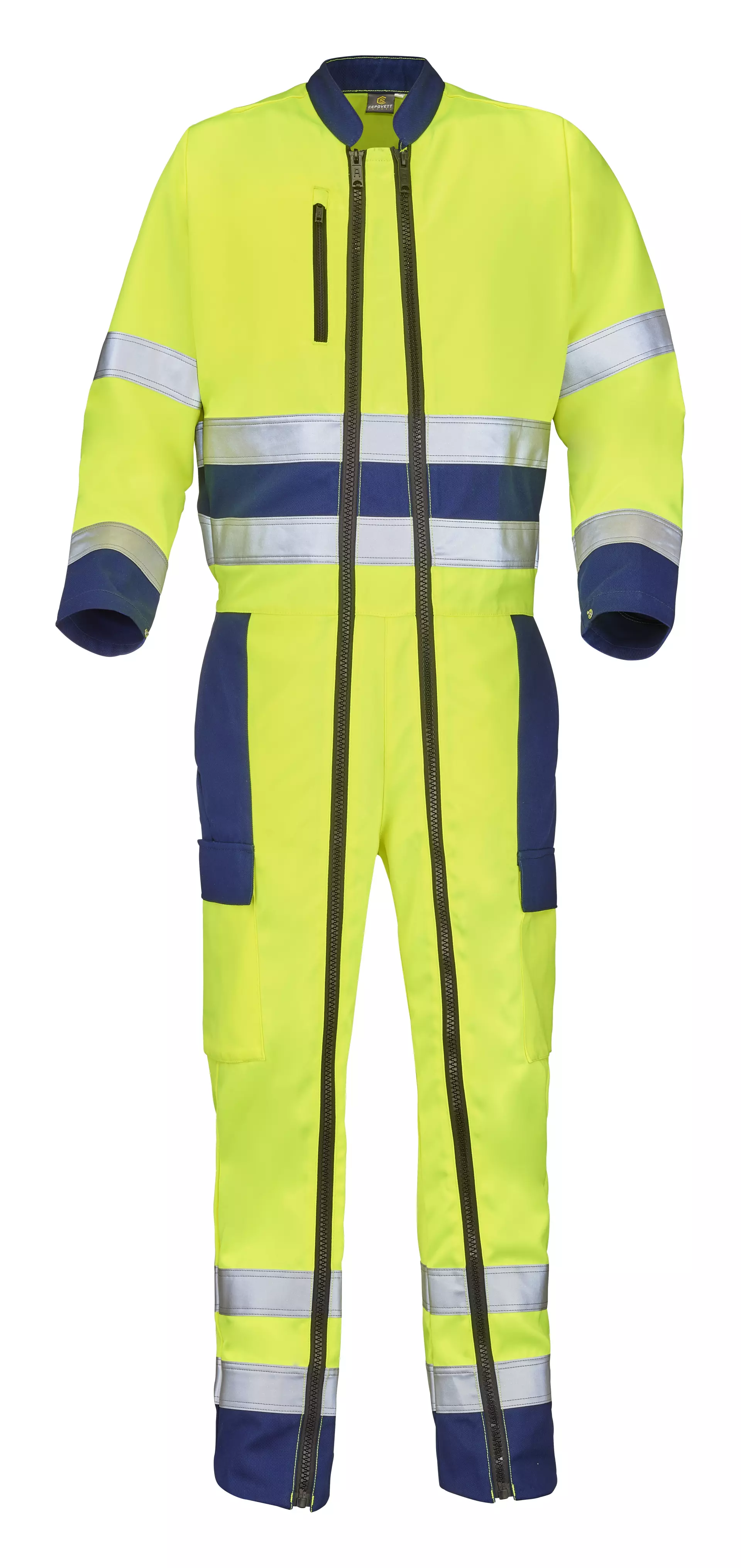 Cepovett 9J813047-VXZ-HEN, Fluo Base Xp Hi-Vis Coverall, Fluorescent Yellow/Navy Blue, image 1