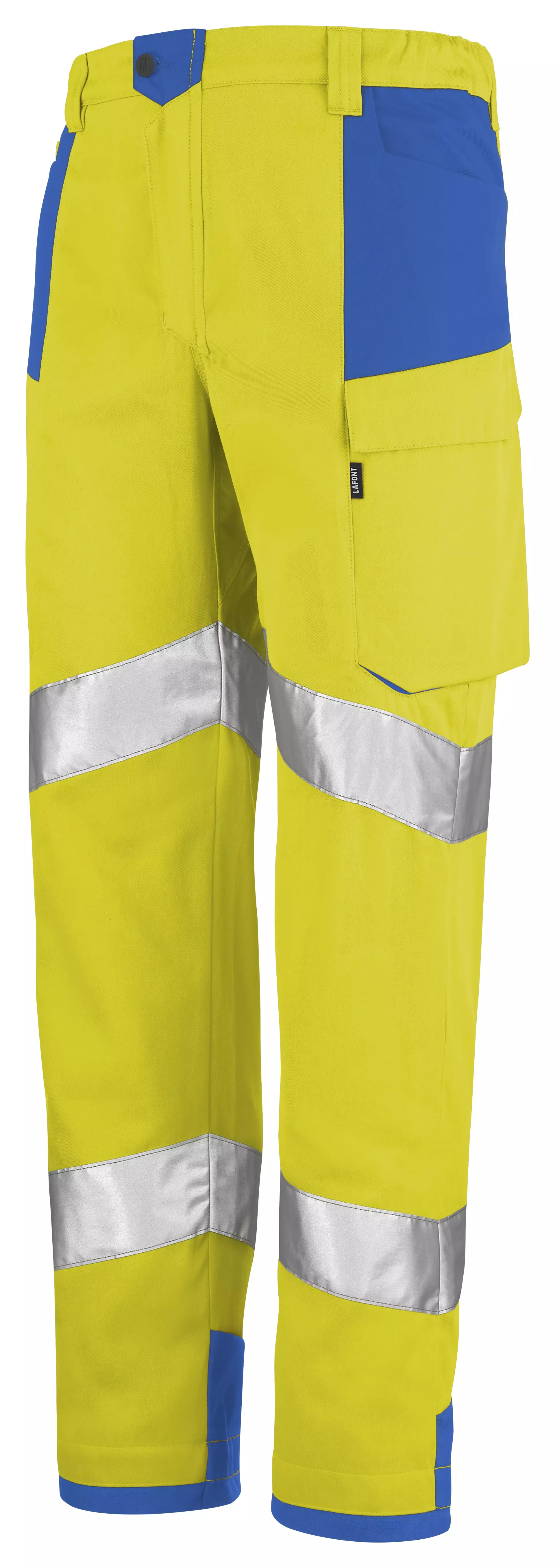 LaFont 1HVN3PI-VMZ-GJN, Iris Pi Hi-Vis Work Trousers, Fluorescent Yellow/Azure Blue, image 1