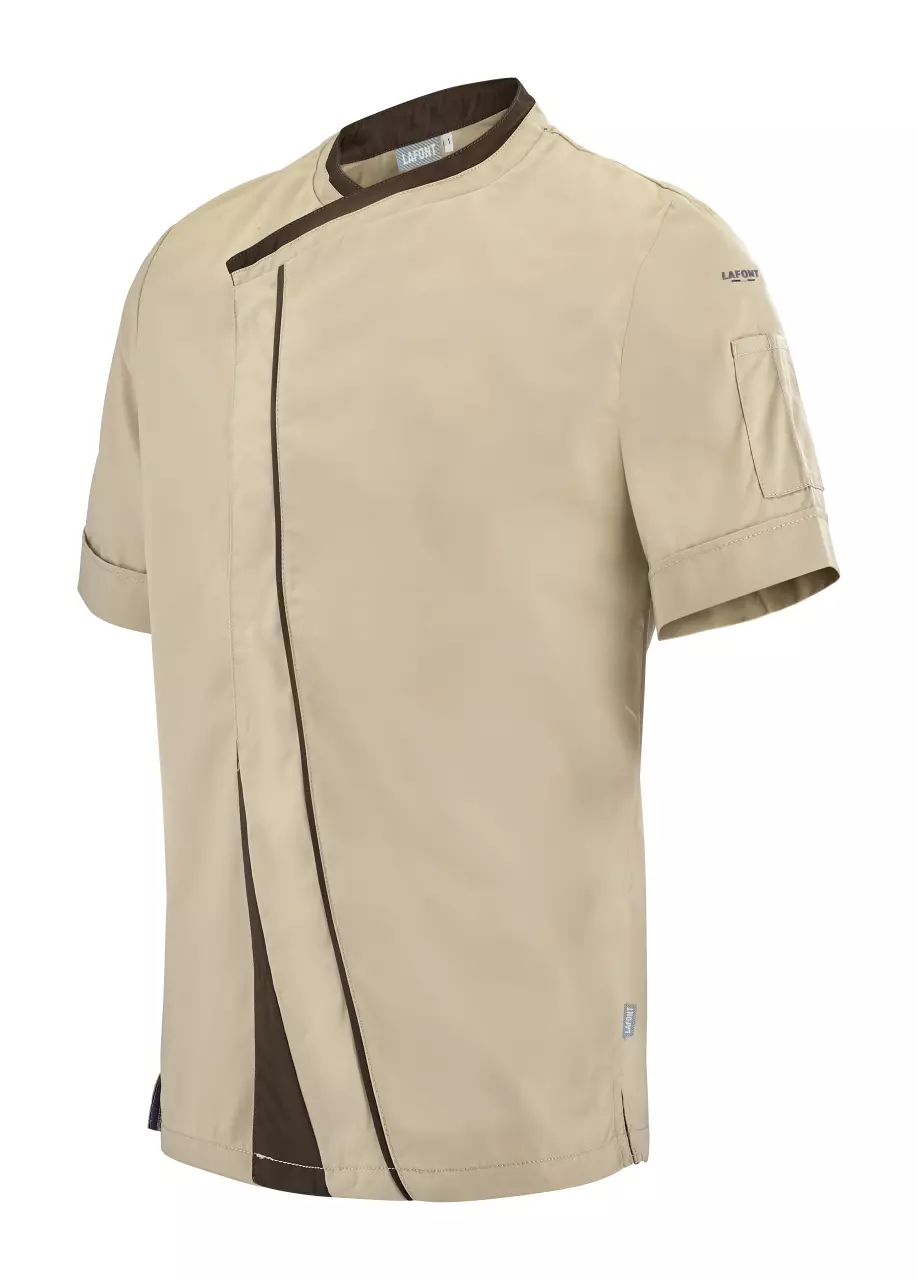 LaFont 2PARCP-KSO-GCT, Parsley Men's Chef's Jacket, Beige/Chocolate, image 1, gallery thumbnail
