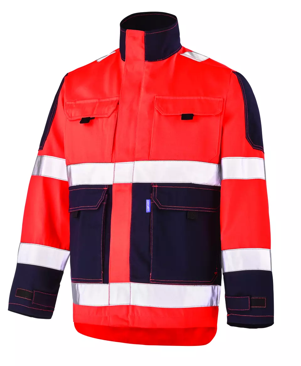 Cepovett 92828267-ONF-HZN, Fluo Tech Stand-Up Collar Jacket, Fluo Red/Dark Blue, image 1, gallery thumbnail