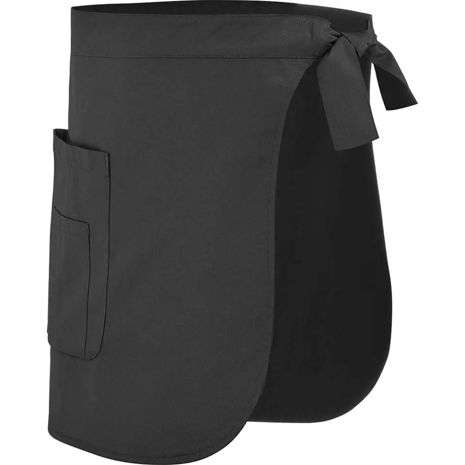 LaFont 9CAS9185-SZ, Cashew Catering Apron, Black, image 3, gallery thumbnail