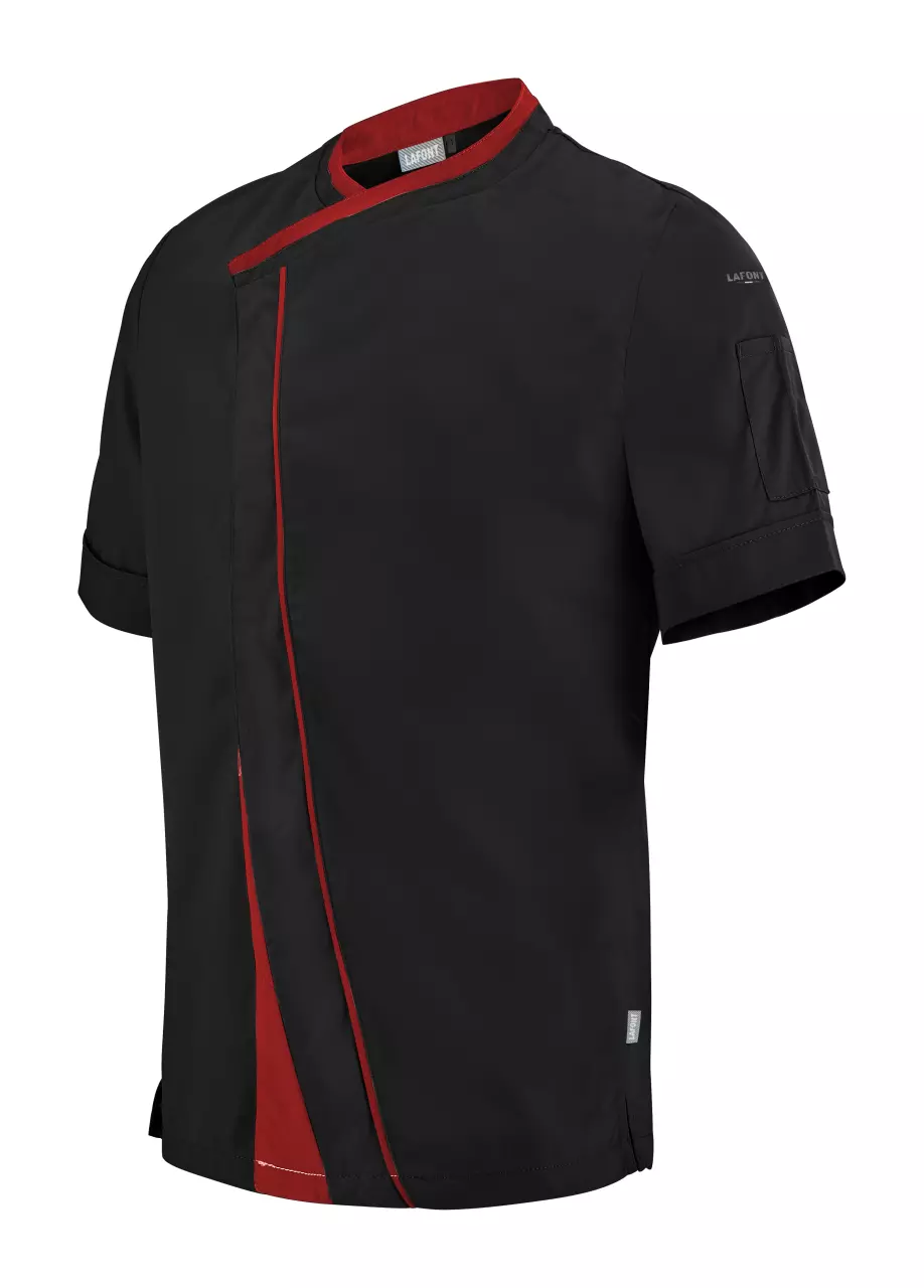 LaFont 2PARCP-LTO-GCC, Parsley Men's Chef's Jacket, Black/Red, image 1, gallery thumbnail