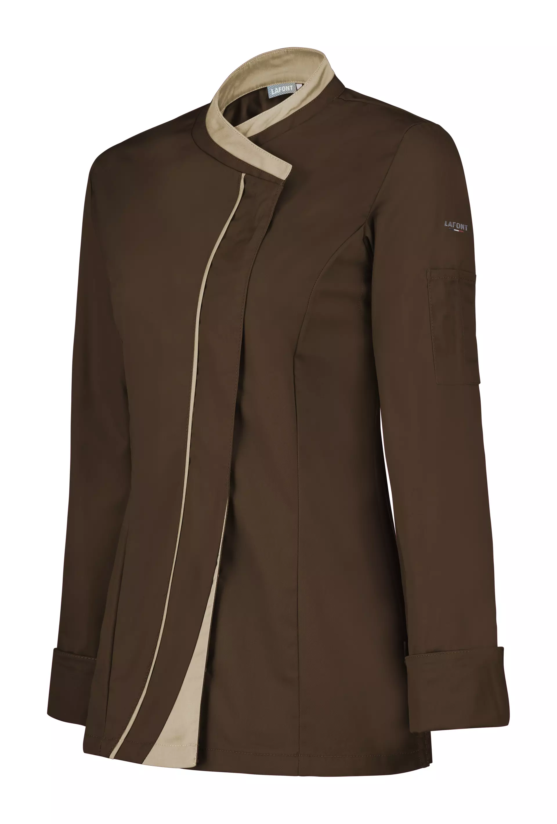 LaFont 2SAFCP-HSF-GXT, Saffron Ladies' Chef Jacket, Chocolate/Beige, image 1
