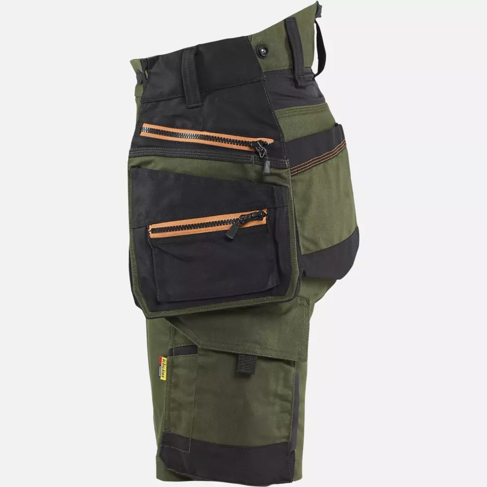 Blaklader 717511494240, STRIKER Ladies Stretch Craftsman Shorts, Forest Green/Rust, image 3, gallery thumbnail
