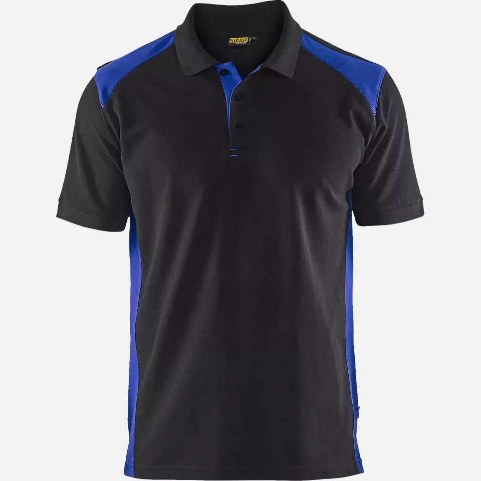 Blaklader 332410509985, Polo Shirt, Black/Cornflower Blue, image 1, gallery thumbnail