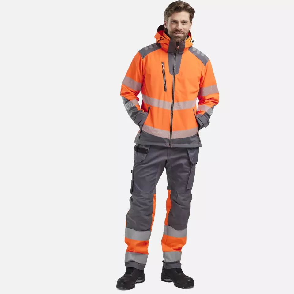 Blaklader 449125135396, High Vis Softshell Jacket, Orange/Medium Grey, image 5, gallery thumbnail