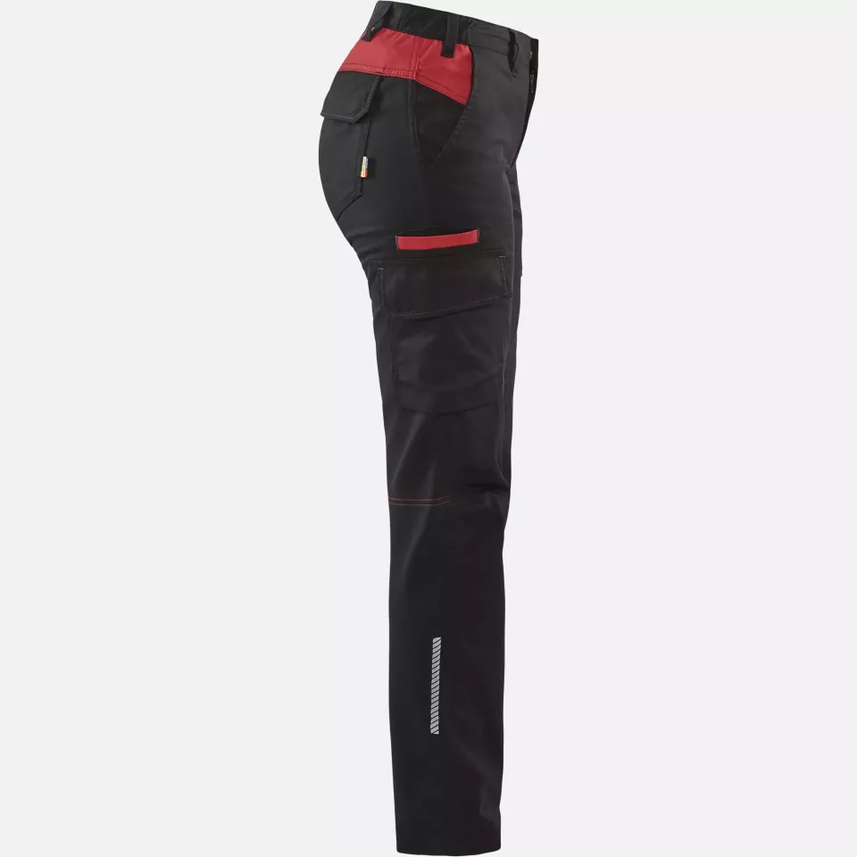Blaklader 714418329956, Ladies Stretch Industry Work Trousers, Black/Red, image 2, gallery thumbnail