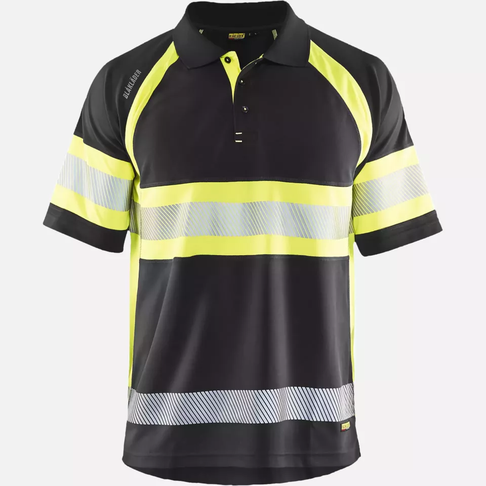 Blaklader 333810519933, High Vis UV Protection Polo Shirt, Black/Yellow, image 1, gallery thumbnail