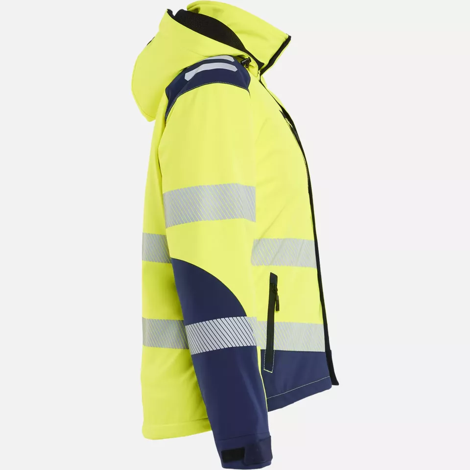 Blaklader 440125133389, High Vis Ladies Lined Lightweight Softshell Winter Jacket, Yellow/Navy, image 2, gallery thumbnail