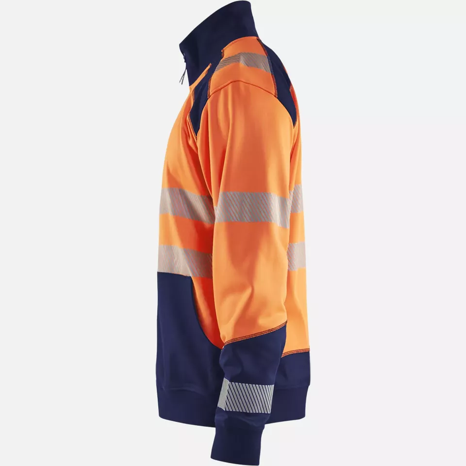 Blaklader 355825285389, High Vis Zip Sweatshirt, Orange/Navy Blue, image 3, gallery thumbnail