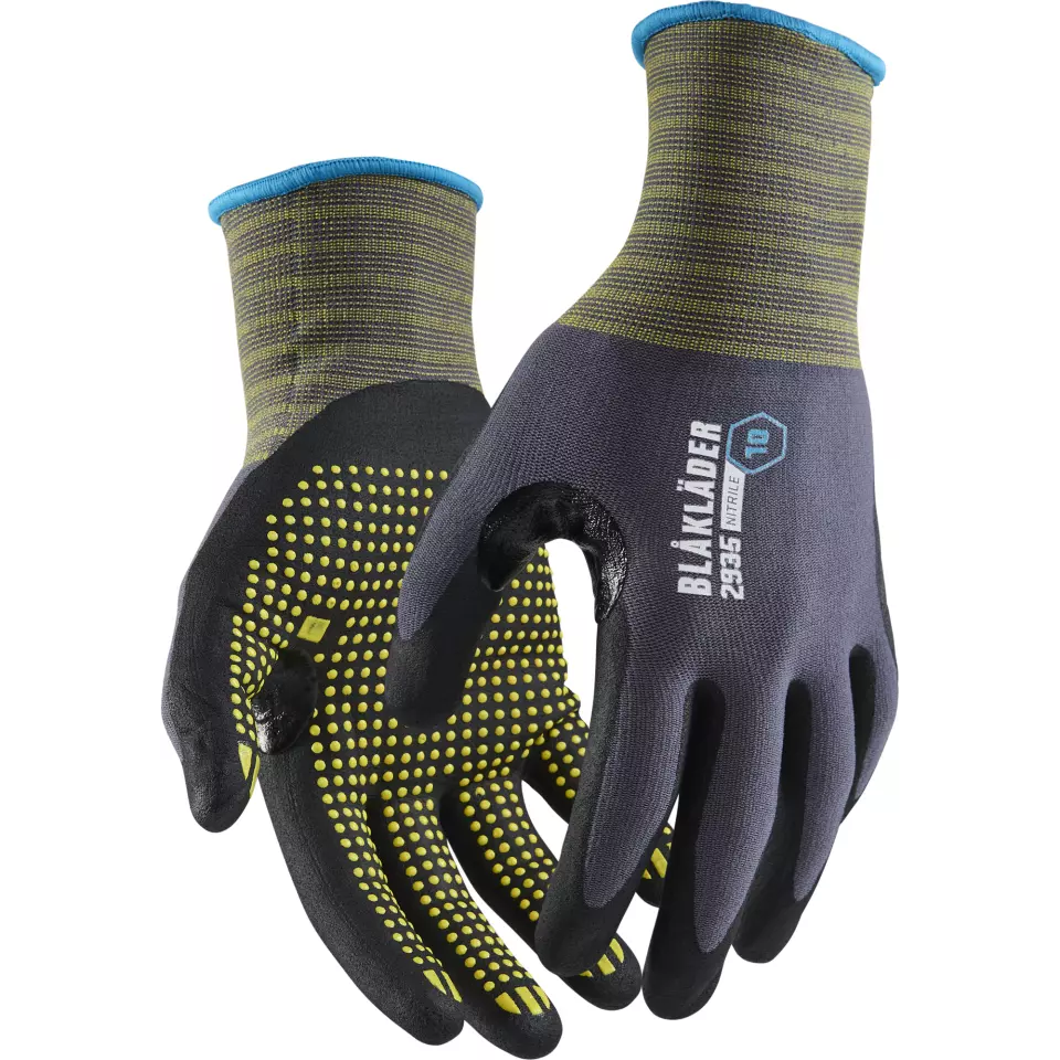 Blaklader 293514569400, Nitrile Coated Work Glove with Dotted Grip, Grey, image 1, gallery thumbnail