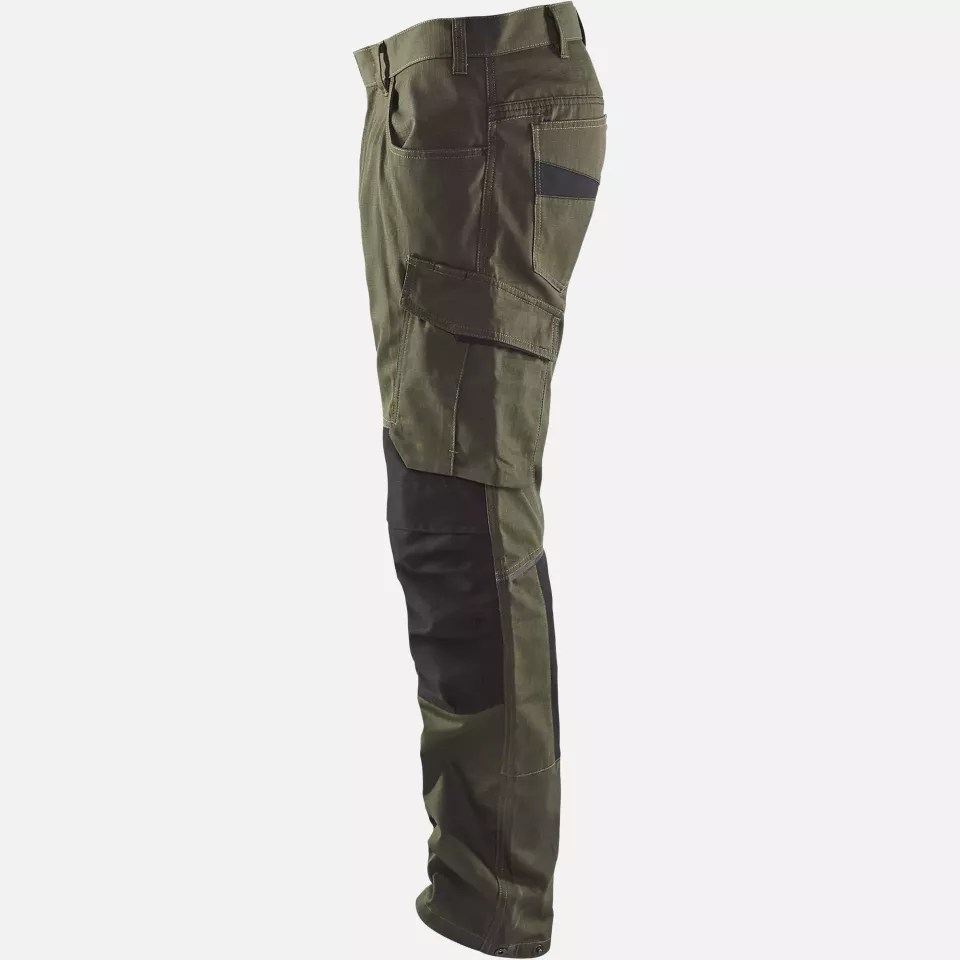 Blaklader 149513304599, Stretch Work Trousers, Dark Olive Green/Black, image 3, gallery thumbnail