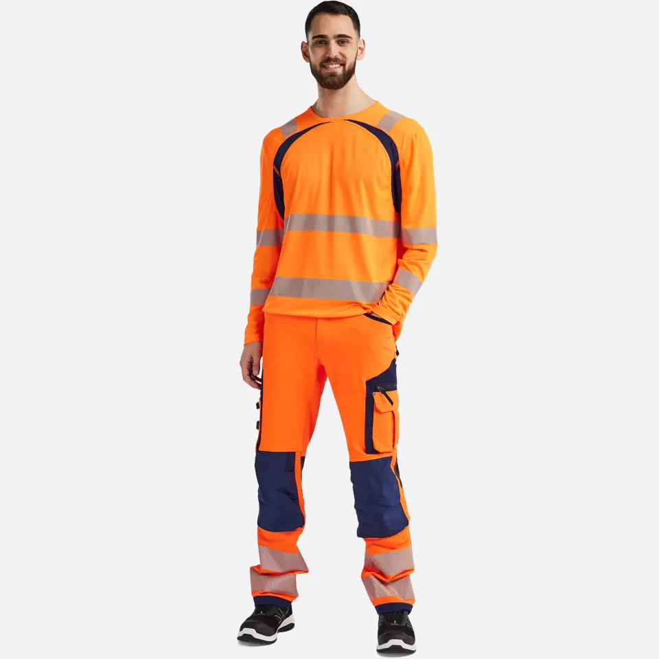 Blaklader 359910135389, High Vis UV Schutz Langarmshirt, Orange/Marineblau, image 5, gallery thumbnail