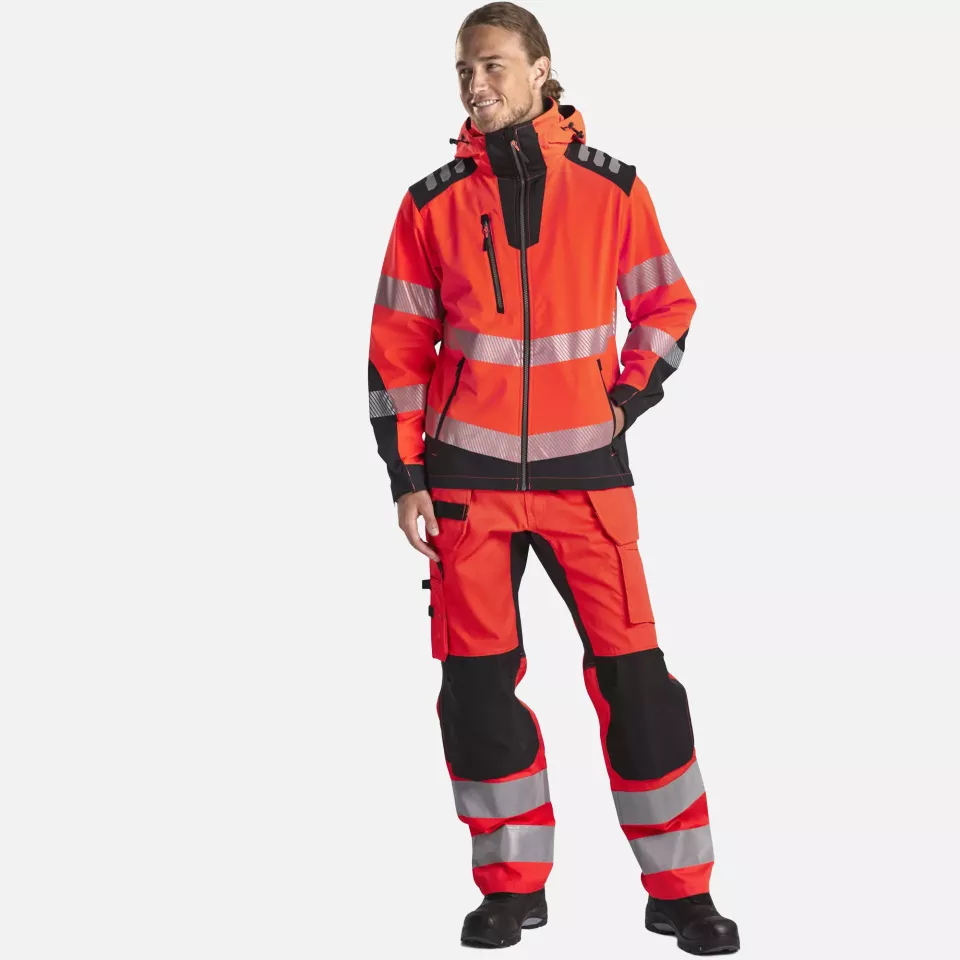 Blaklader 449125135599, High Vis Softshell Jacket, Red/Black, image 5, gallery thumbnail