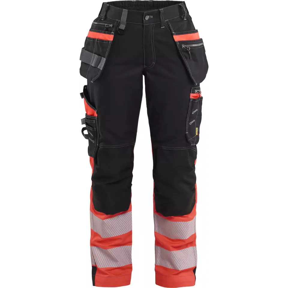 Blaklader 719613709955, High Vis Ladies Stretch Work Trousers, Black/High Vis Red