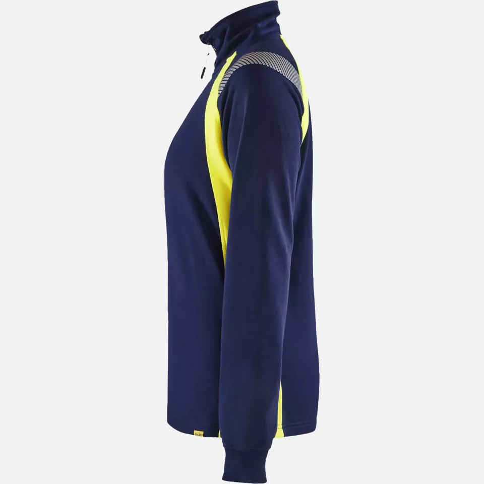 Blaklader 340311588933, Women's Half-Zip Sweatshirt, Navy/ Yellow, image 3, gallery thumbnail