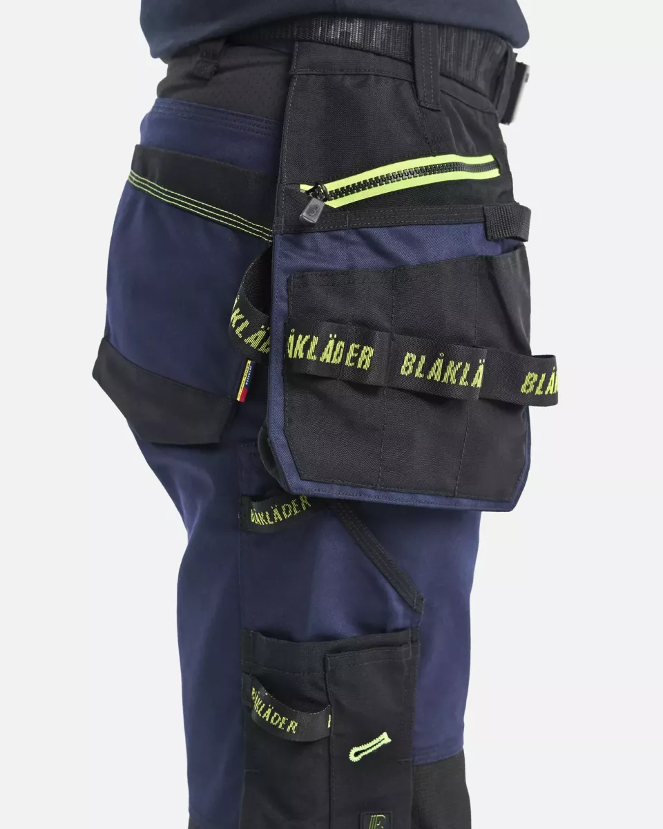 Blaklader 717011498633, STRIKER Women's Craftsman Work Trousers Stretch, Dark Navy/High Vis Yellow, image 6, gallery thumbnail