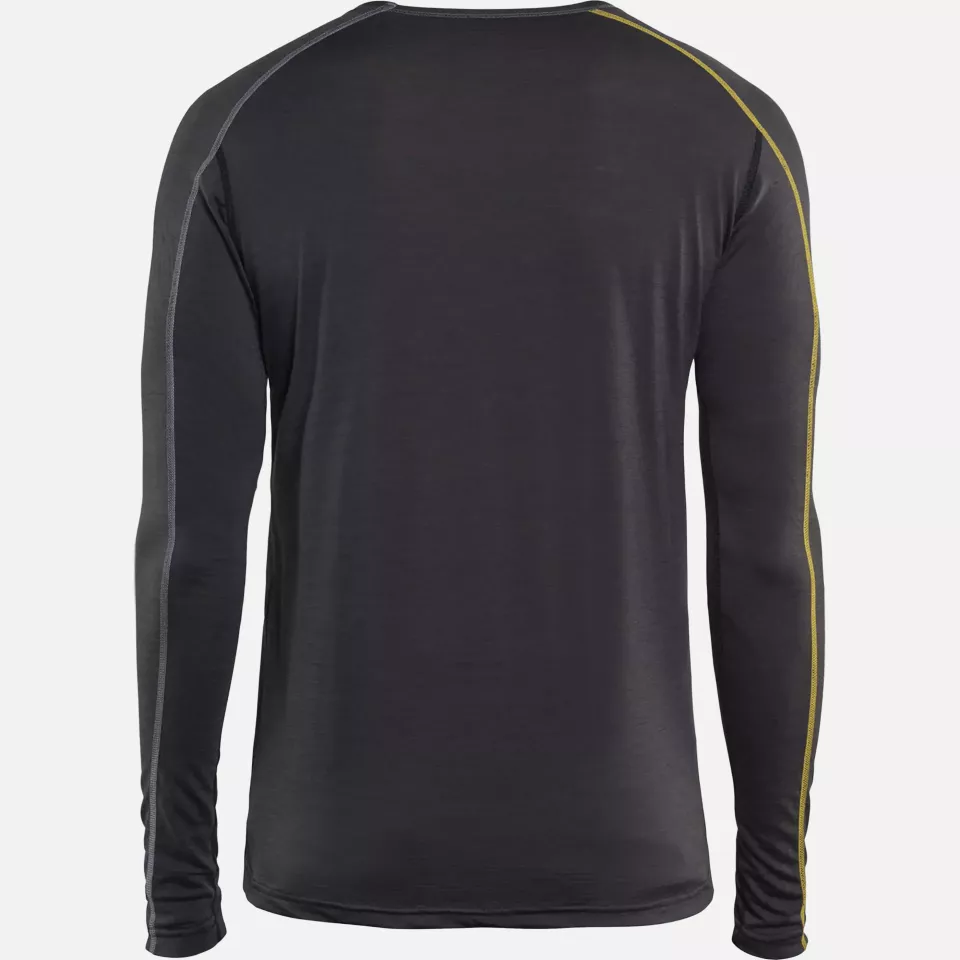 Blaklader 479917349835, XLIGHT Merino Wool Undershirt, Dark Grey/Yellow, image 4, gallery thumbnail