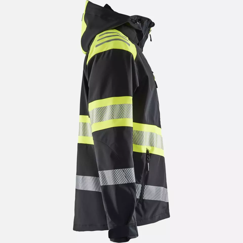 Blaklader 449425139933, High Vis Softshell Jacket, Black/Yellow, image 2, gallery thumbnail