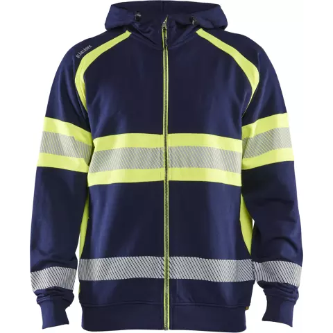 Blaklader High Vis Hooded Jacket, Navy Blue/ Yellow