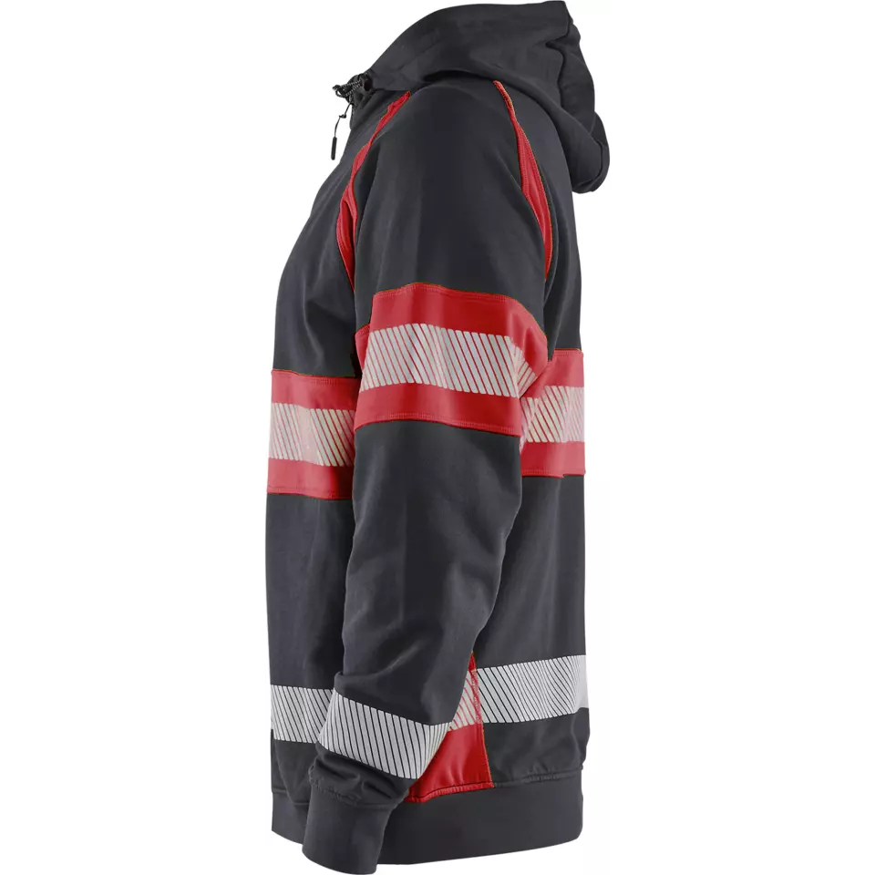Blaklader 355211589955, High Vis Hooded Jacket, Black/High Vis Red, image 3, gallery thumbnail