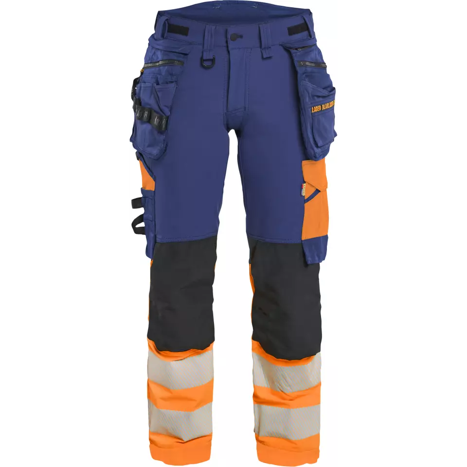 Blaklader 702516488953, High Vis Ladies 4-Way Stretch Trousers, Navy/Orange, image 1, gallery thumbnail