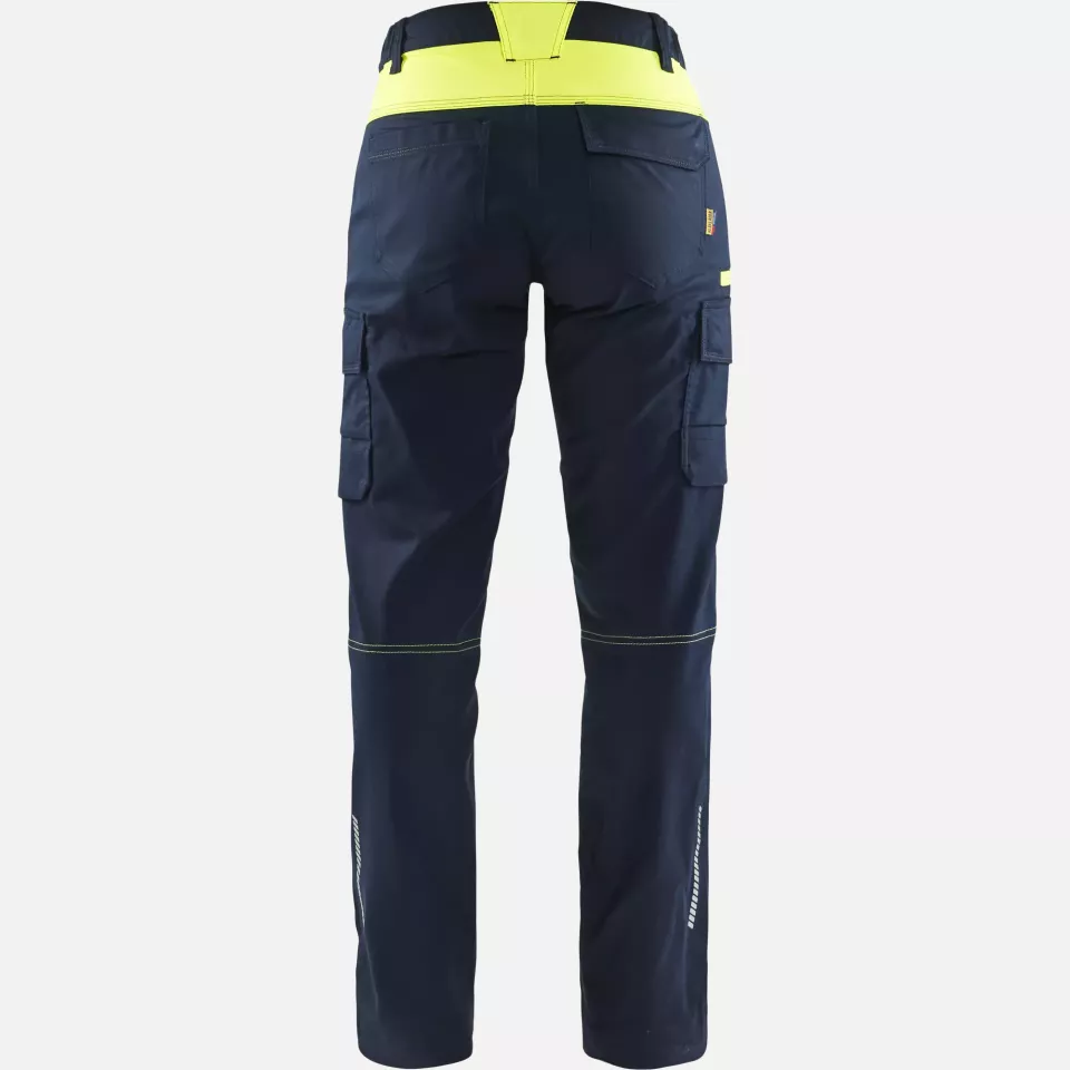 Blaklader 714418328633, Ladies Stretch Industry Work Trousers, Dark Navy/Yellow, image 4, gallery thumbnail