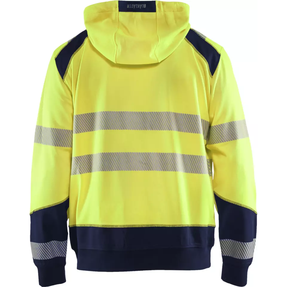 Blåkläder 354625283389, High Vis Hooded Sweatshirt, Yellow/Navy Blue, image 4, gallery thumbnail