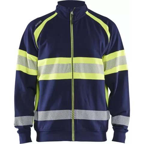 Blaklader High Vis Sweat Jacket, Navy Blue/ Yellow