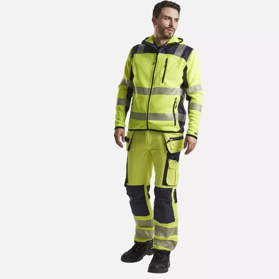 Blaklader 492321203389, High Vis Knitted Jacket, Yellow/Navy Blue, image 5, gallery thumbnail