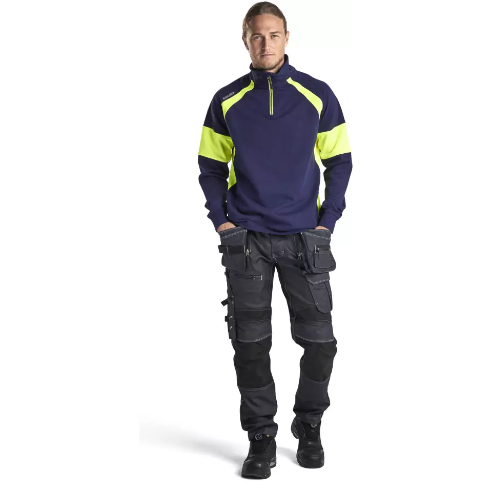 Blaklader 355011588933, Sweatshirt with High Vis Inserts, Navy/ Yellow, image 5, gallery thumbnail