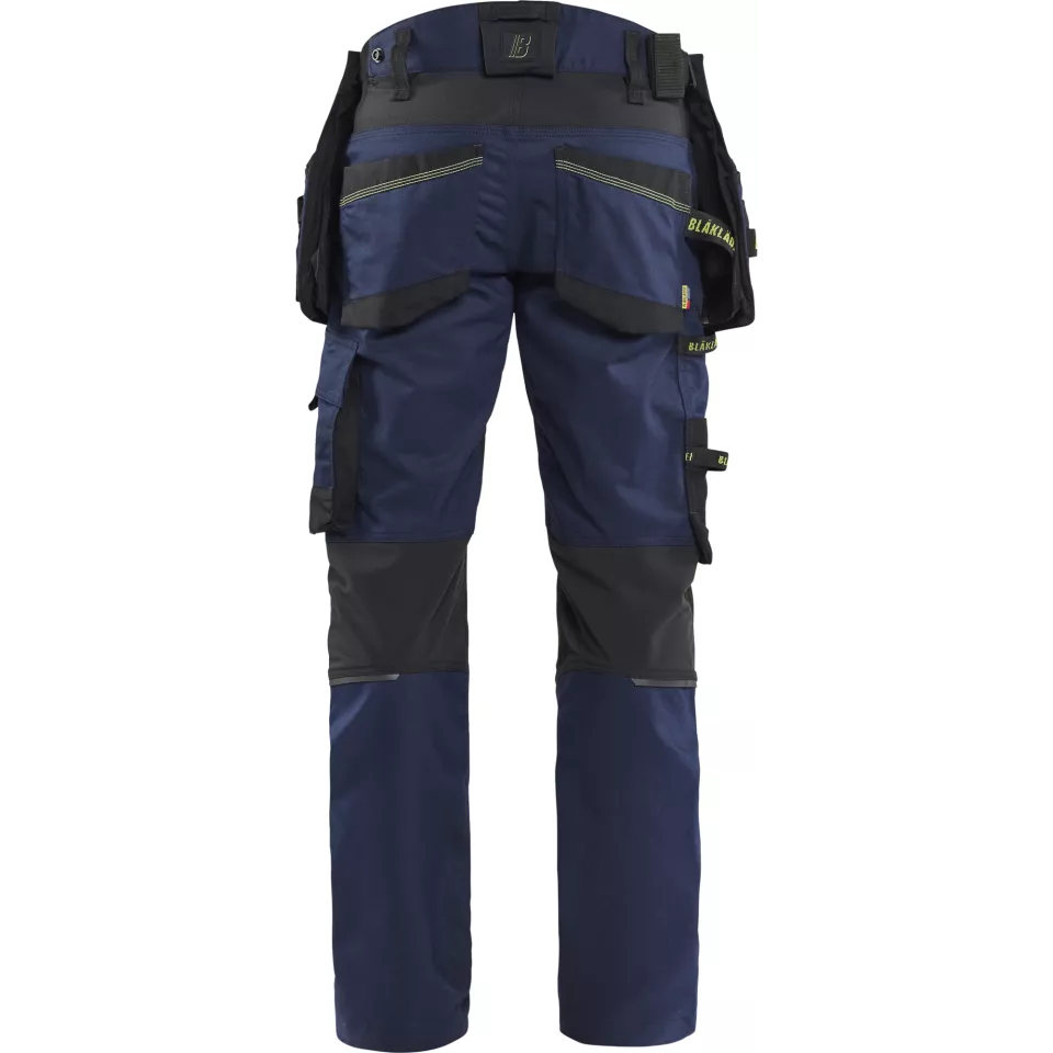 Blaklader 197011498633, STRIKER Craftsman Work Trousers with Stretch, Dark Navy/High Vis Yellow, image 4, gallery thumbnail