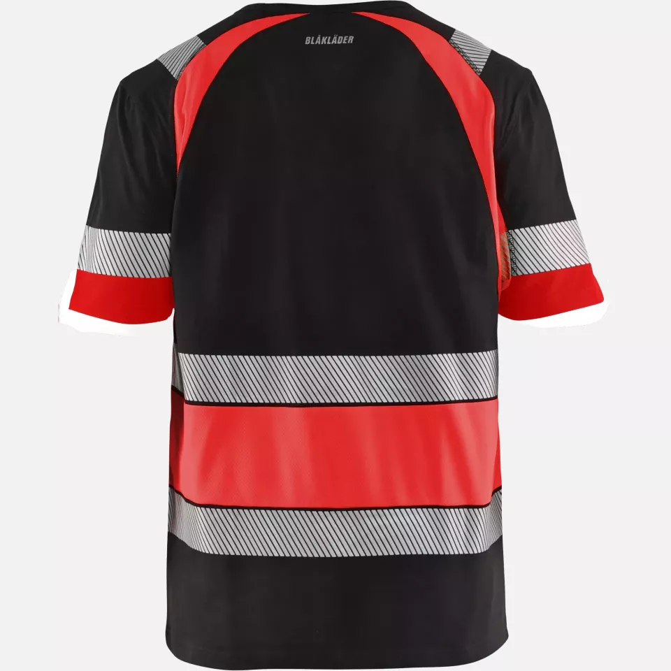 Blaklader 342110309955, High Vis T-Shirt, Schwarz/High Vis Rot, image 4, gallery thumbnail