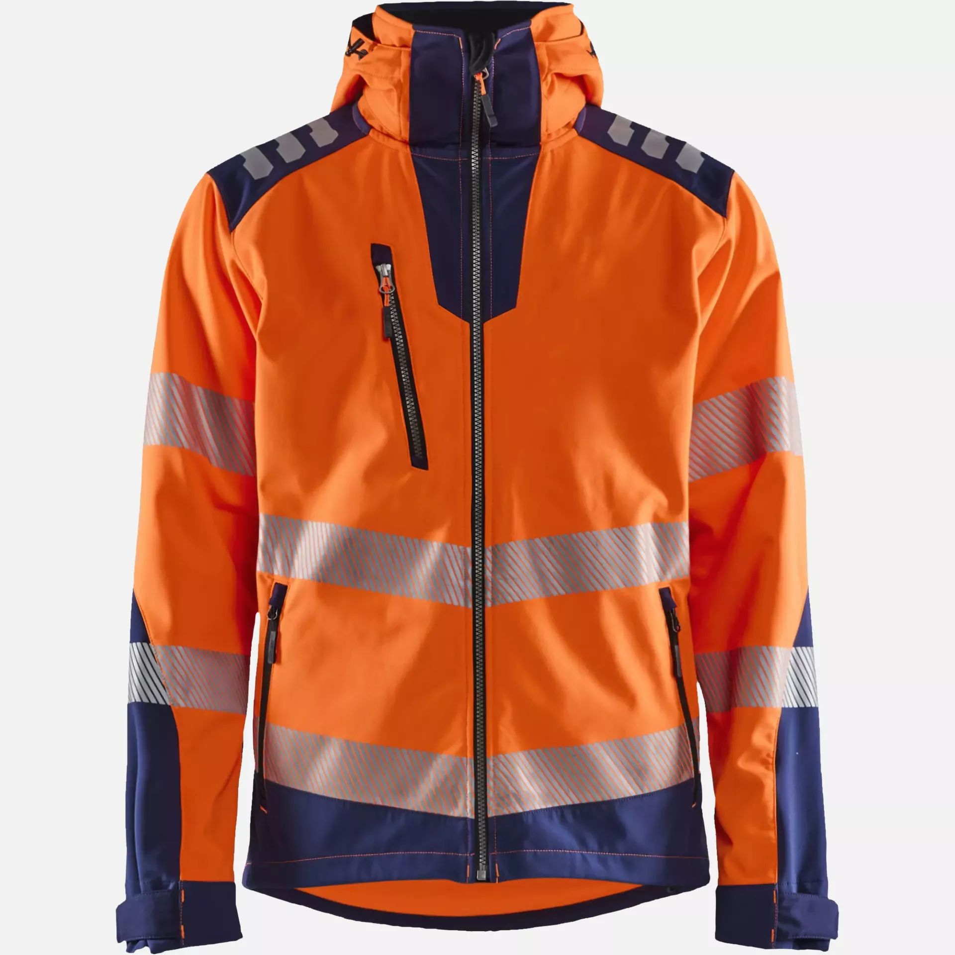 Blaklader 449125135389, High Vis Softshell Jacket, Orange/Navy Blue, image 1